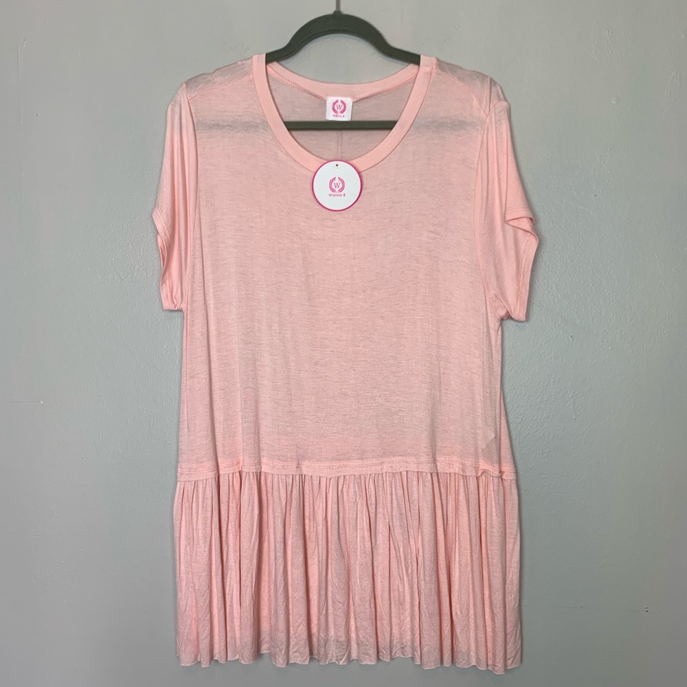 Pink Peplum Boutique Top NWT XL